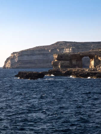 A seascape from Dwejra in Gozo showing the Azure Windowの写真素材