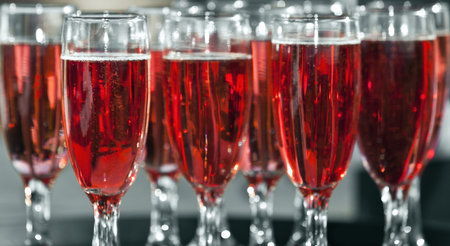Fruity champagne in glass flutes ready to be served