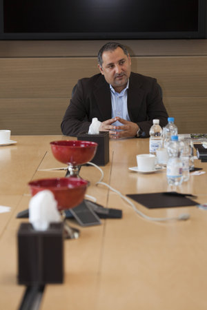 SMART CITY, MALTA - 6 JUN - Smart City Malta CEO Fareed Abdulrahman during an interview at Smart City Maltaのeditorial素材