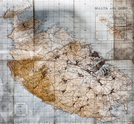 A WWII map of Malta, used my RAF Spitfire pilots as means of navigation when on their way to the...