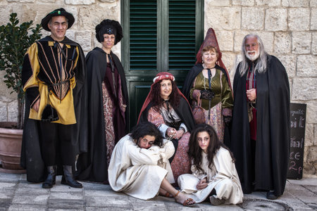 MDINA, MALTA - APR 13 - People in medieval costume taking part in the Medieval Mdina festival in Mdina on 13 April 2013のeditorial素材