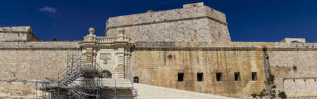 Restoration works being carried out at Fort St. Angelo in Vittoriosa, Maltaのeditorial素材