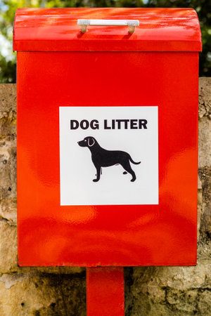 A red doggie litter binの写真素材