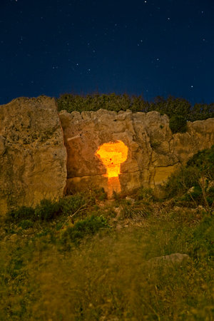 Rock cut medieval beacon or shrine in the limits of Rabat in Maltaの写真素材