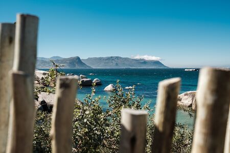 View on the ocean and Capetown Table mountainの写真素材