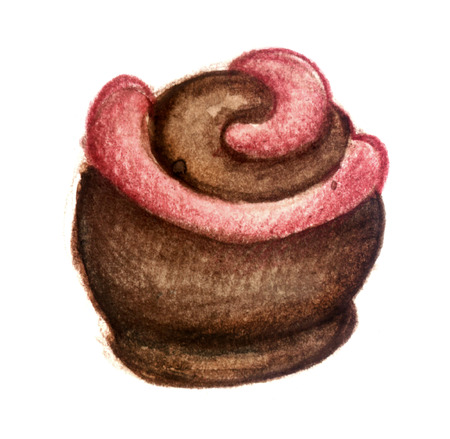 watercolor sketch: sweet candy on white backgroundの写真素材