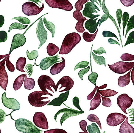 watercolor sketch: a floral element pattern on a white backgroundの写真素材