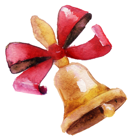 Watercolor Christmas illustration. Bellの写真素材