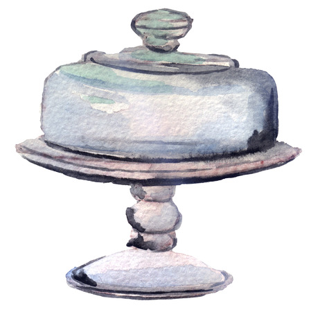 watercolor Glassware for dessertの写真素材