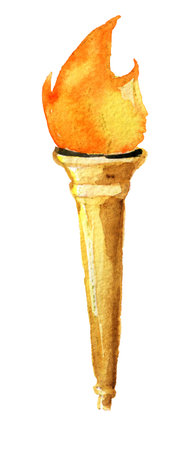 watercolor sketch of torch isolated on white backgroundの写真素材