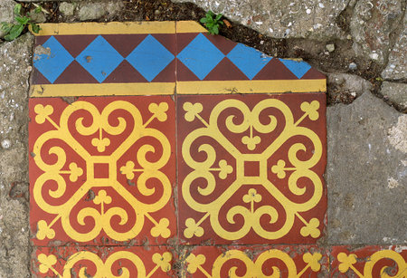 Vintage oriental mosaic tiles closeup