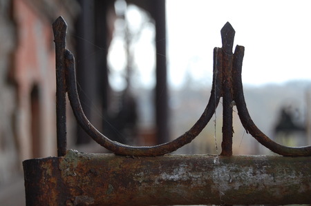 metal fence fragmentの写真素材