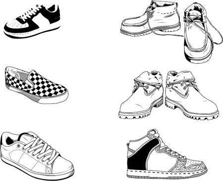 6 vector illustration of men shoes for the everyday life in the street. Good for all type of fashion design for example. Illustrator 8 .のイラスト素材