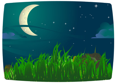 Imaginative night scenery, ideal for a peaceful background, each elements on separate layers. Radial and linear gradients used.のイラスト素材