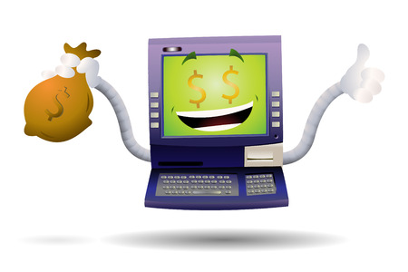 ATM machine happy to show its money. Linear and radial gradients only.のイラスト素材