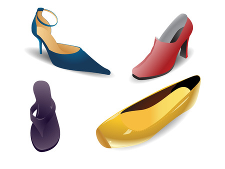 Set of colorful modern women shoes. Linear and radial gradients only.のイラスト素材