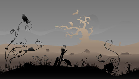 Creepy halloween scene with rats and birds.のイラスト素材