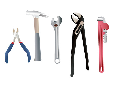 Set of brand new plumber tools for all your manual activities.のイラスト素材