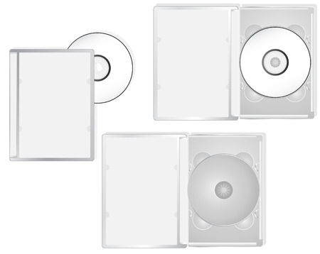 DVD and its boxes into different positions. Ideal for packaging purposes. Linear and radial gradientsのイラスト素材