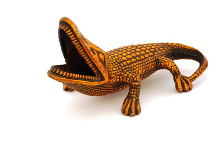 Figurine of a gecko from copperの写真素材