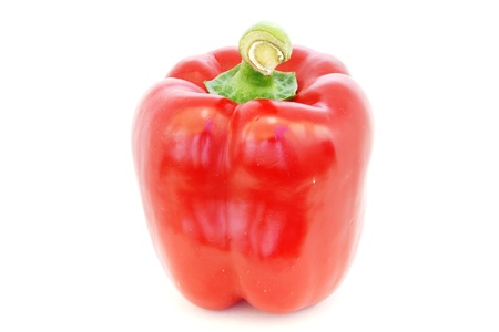 Pepper red with a green tail, ripe on a white backgroundの写真素材