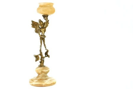 Bronze candlestick as a figure of the fairy on a marble supportの写真素材