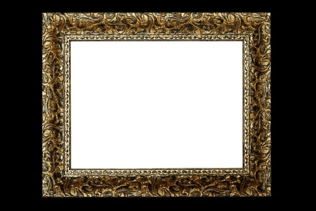 White rectangle in a gold frame on a black backgroundの写真素材