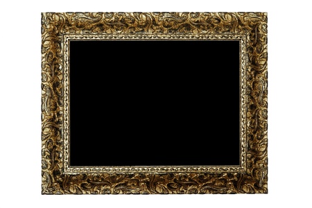 White rectangle in a gold frame on a black backgroundの写真素材