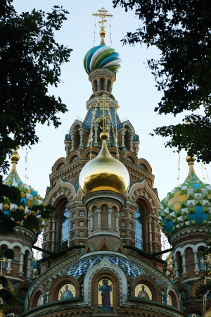 Fragment of the orthodox temple with the central domeの写真素材