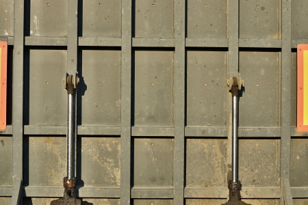 Fragment of the big iron container - a truck bodyの写真素材