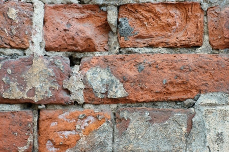 The old brick wall collapses and urgent repair is necessaryの写真素材