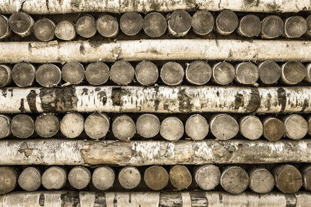 natural background and old texture of wooden logs and firewood