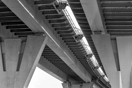 part of an engineering construction or structure of the big automobile bridge or viaduct with a...