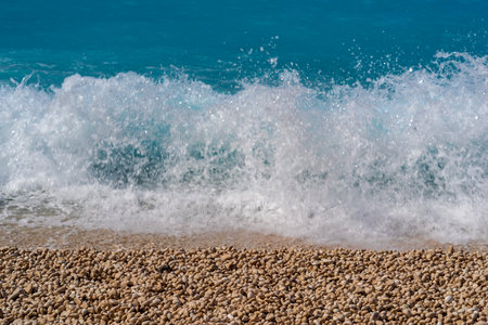 beautiful landscape of a sea surf with a foam wave for a natural background or for wallpaper