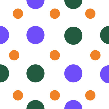 Vector pattern with simple purple green and orange circles on whiteのイラスト素材
