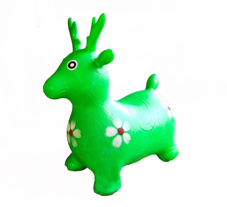 Green reindeer toyの写真素材