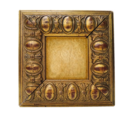 Antique golden frame isolated on whiteの写真素材