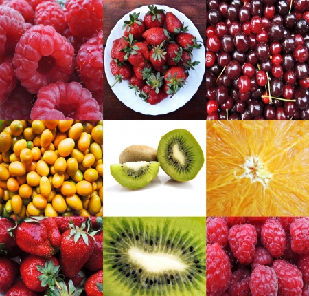 Collage of fresh fruitの写真素材
