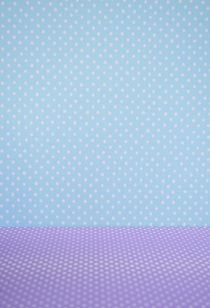 Polka dots pattern for blue wall and purple floorの写真素材