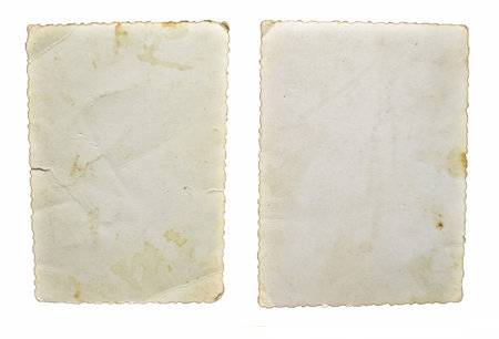 Two old vintage papers isolated on white backgroundの写真素材