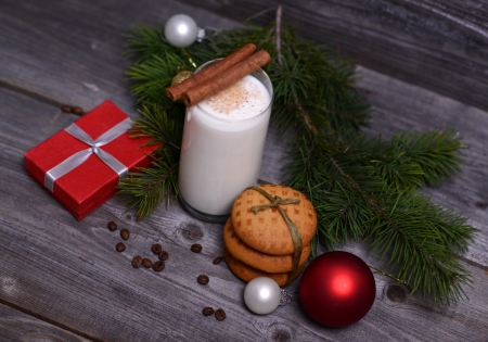 Christmas morning and new year on wooden の写真素材