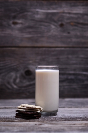 Glass of milk with chocolateの写真素材