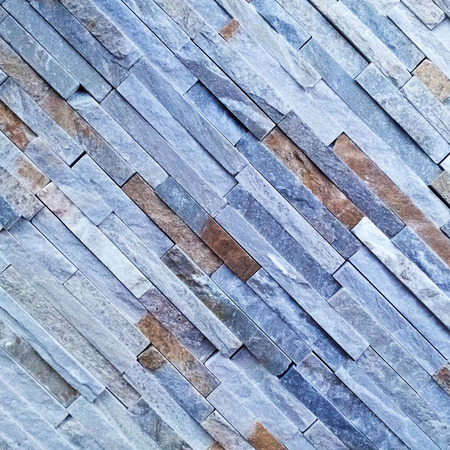 Blue diagonal stone wallの写真素材