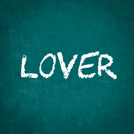 LOVER written on chalkboardの写真素材