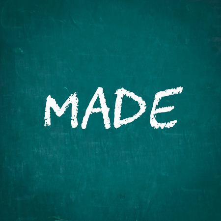 MADE written on chalkboardの写真素材