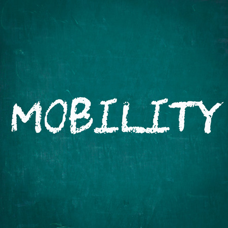 MOBILITY written on chalkboardの写真素材