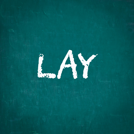 LAY written on chalkboardの写真素材