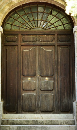 a brown wood old doorの写真素材