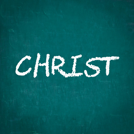 CHRIST written on chalkboardの写真素材
