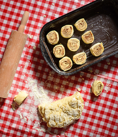Baking cinnamom rollsの写真素材